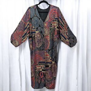 Vtg Frances La Vie 70's Italian Mosaic Dolman Shift Dress Party Cocktail Evening